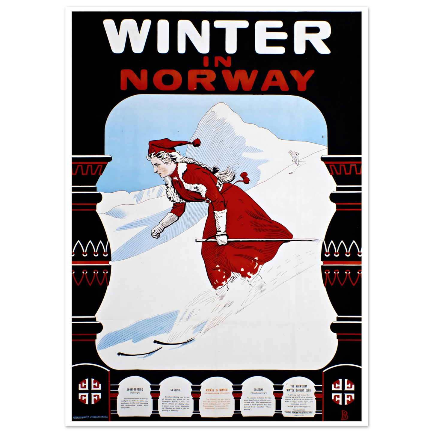 Vintage Norwegian winter travel poster