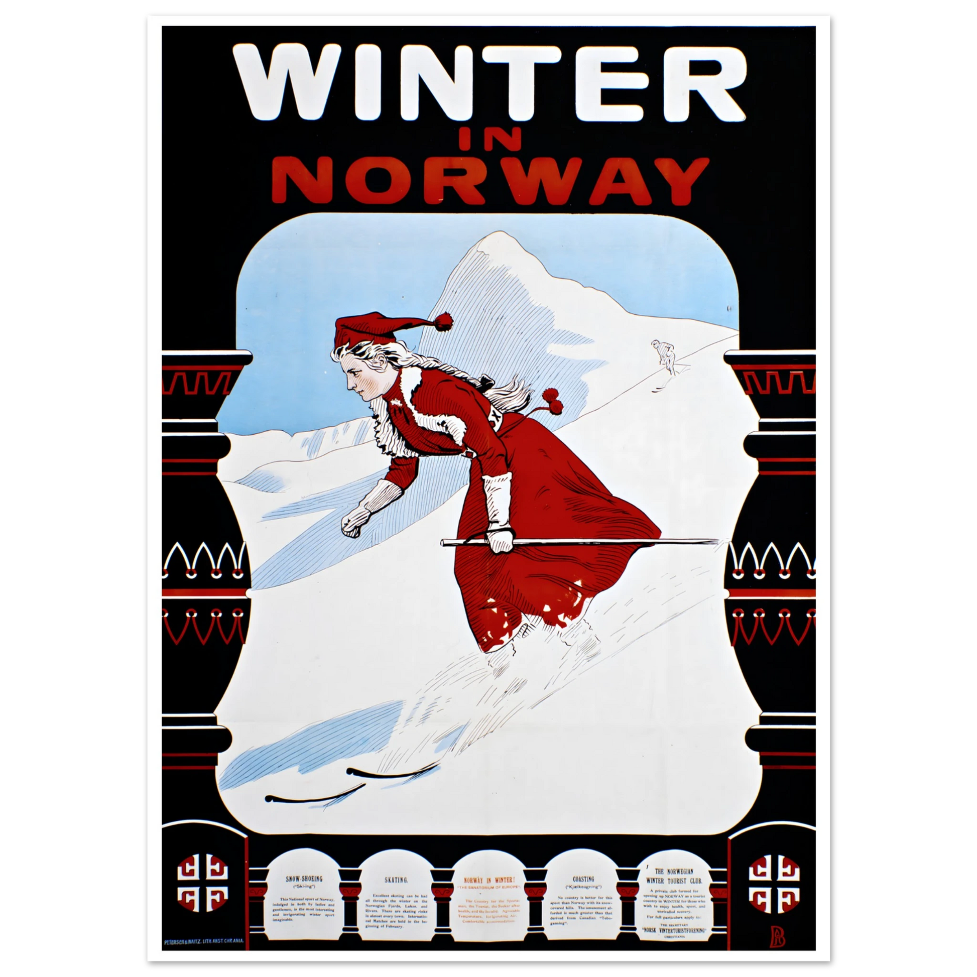 Vintage Norwegian winter travel poster