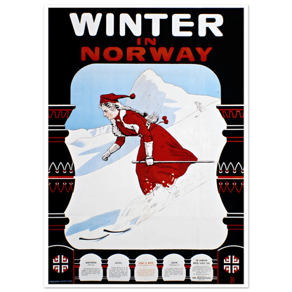 Vintage Norwegian winter travel poster