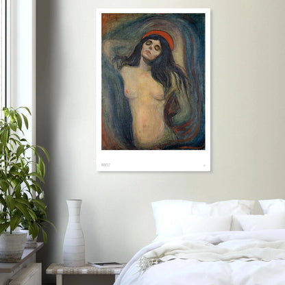 Edvard Munch, ‘Madonna’ (1894, Munch Museum) — Norwegian poster with poised head, flowing hair, and a glowing halo on wall.