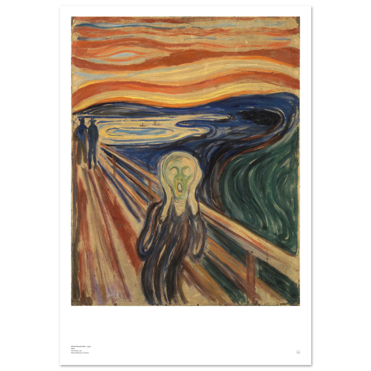 Edvard Munch, ‘The Scream’ (1910, painted) — Norwegian poster with cooler palette, measured brushwork, and iconic anguished figure.
