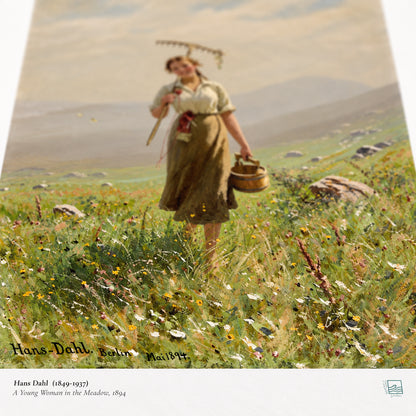 Hans Dahl – En ung kvinna på ängen (1894) | Konstposter
