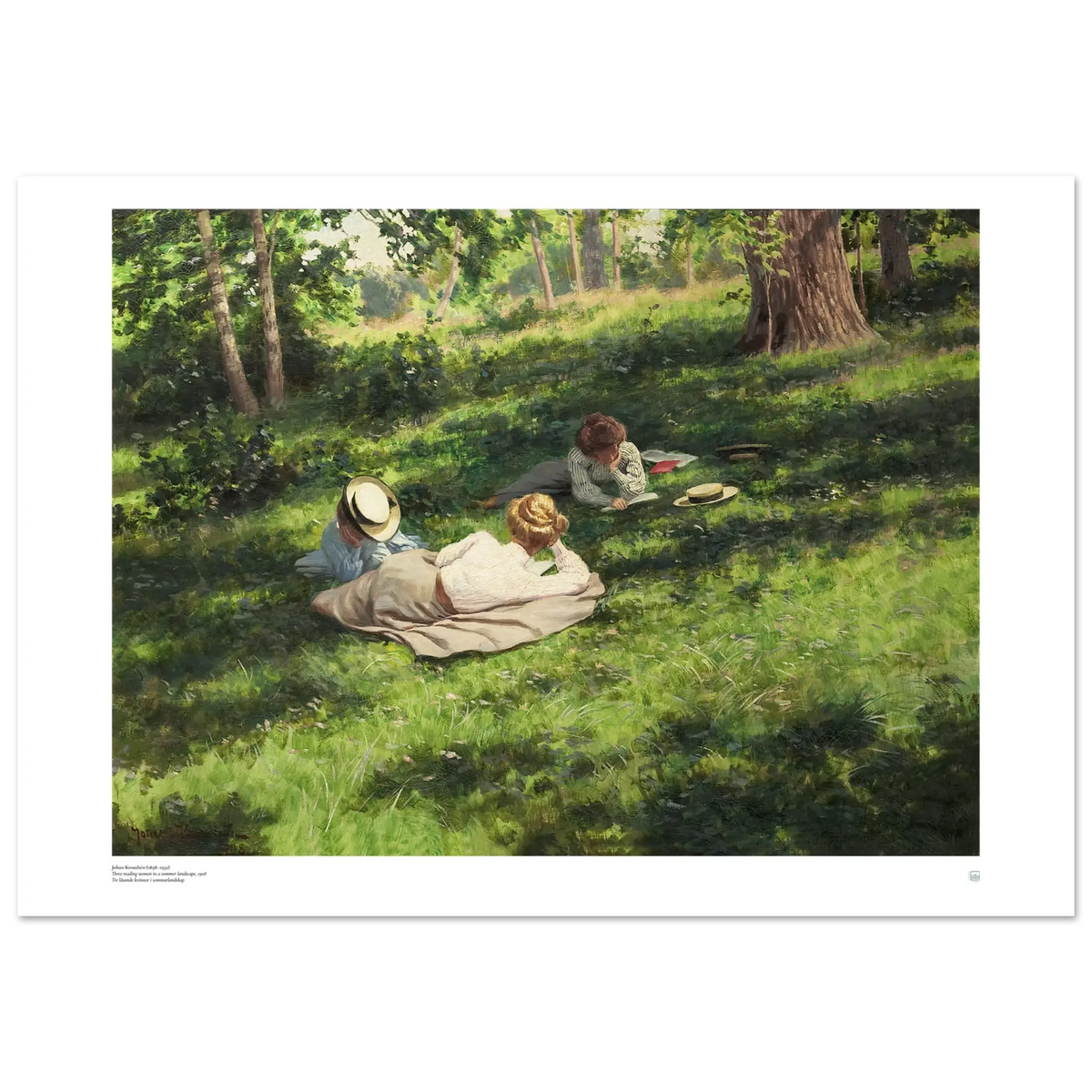 Johan Krouthén Three Reading Women in a Summer Landscape Swedish art print