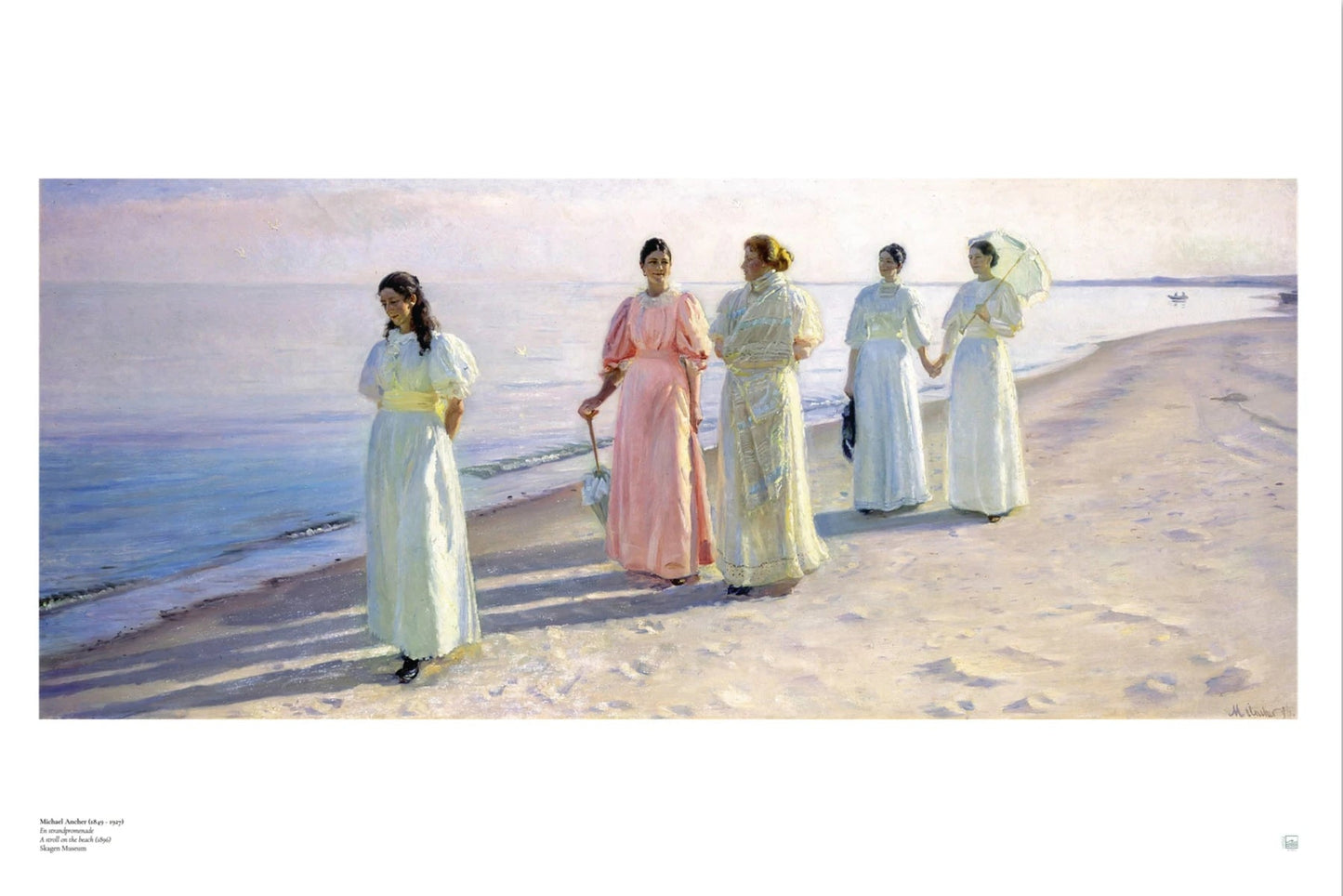 Michael Ancher En strandpromenade Danish art print poster in 60 x 90 cm with Skagen beach motif