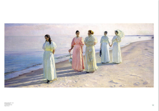 Large Michael Ancher A Stroll on the Beach Danish wall art print in 70 x 100 cm