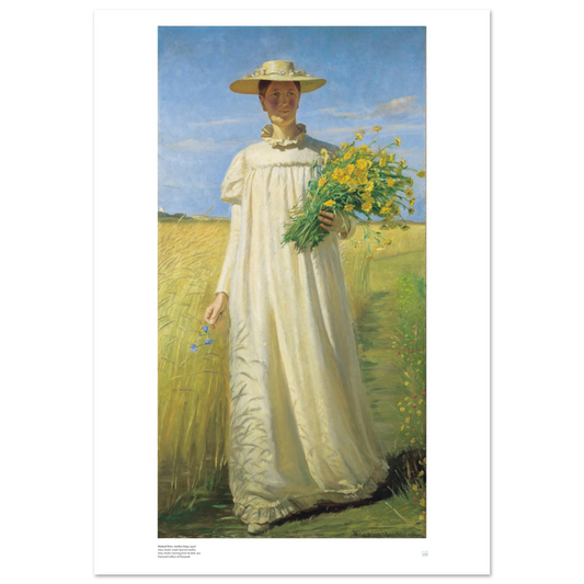 Michael Peter Ancher, ‘Anna Ancher Returning from the Field’ — Danish poster with Skagen light, warm earth tones, and poised figure walking home.