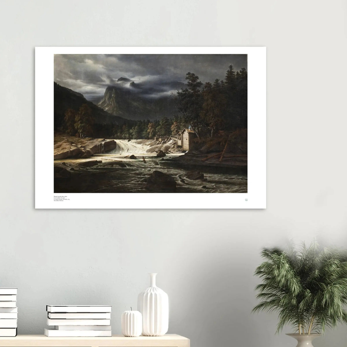 Framed Thomas Fearnley Norwegian Landscape poster in a Scandinavian interior
