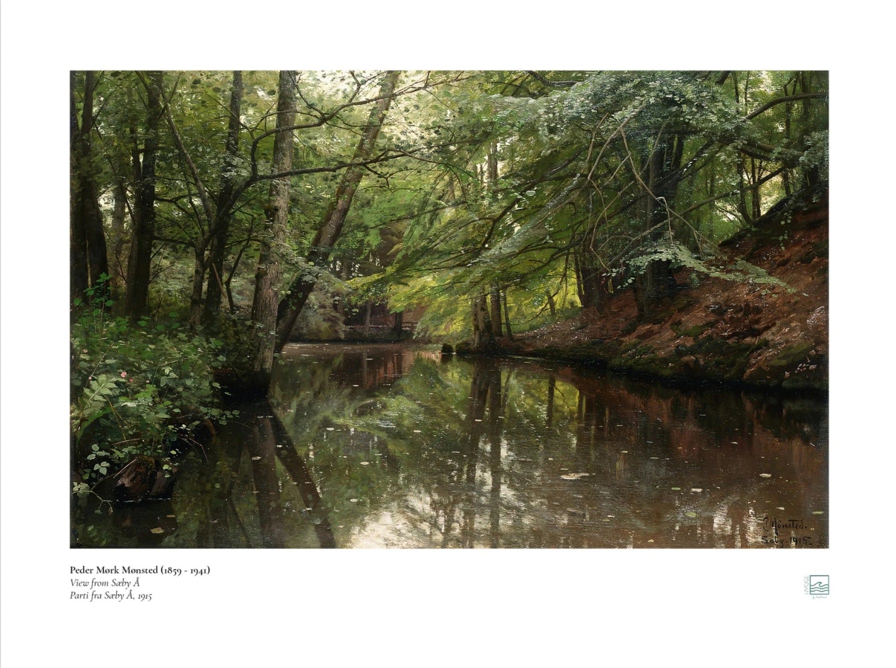 Peder Mørk Mønsted forest river art print in 40 x 30 cm
