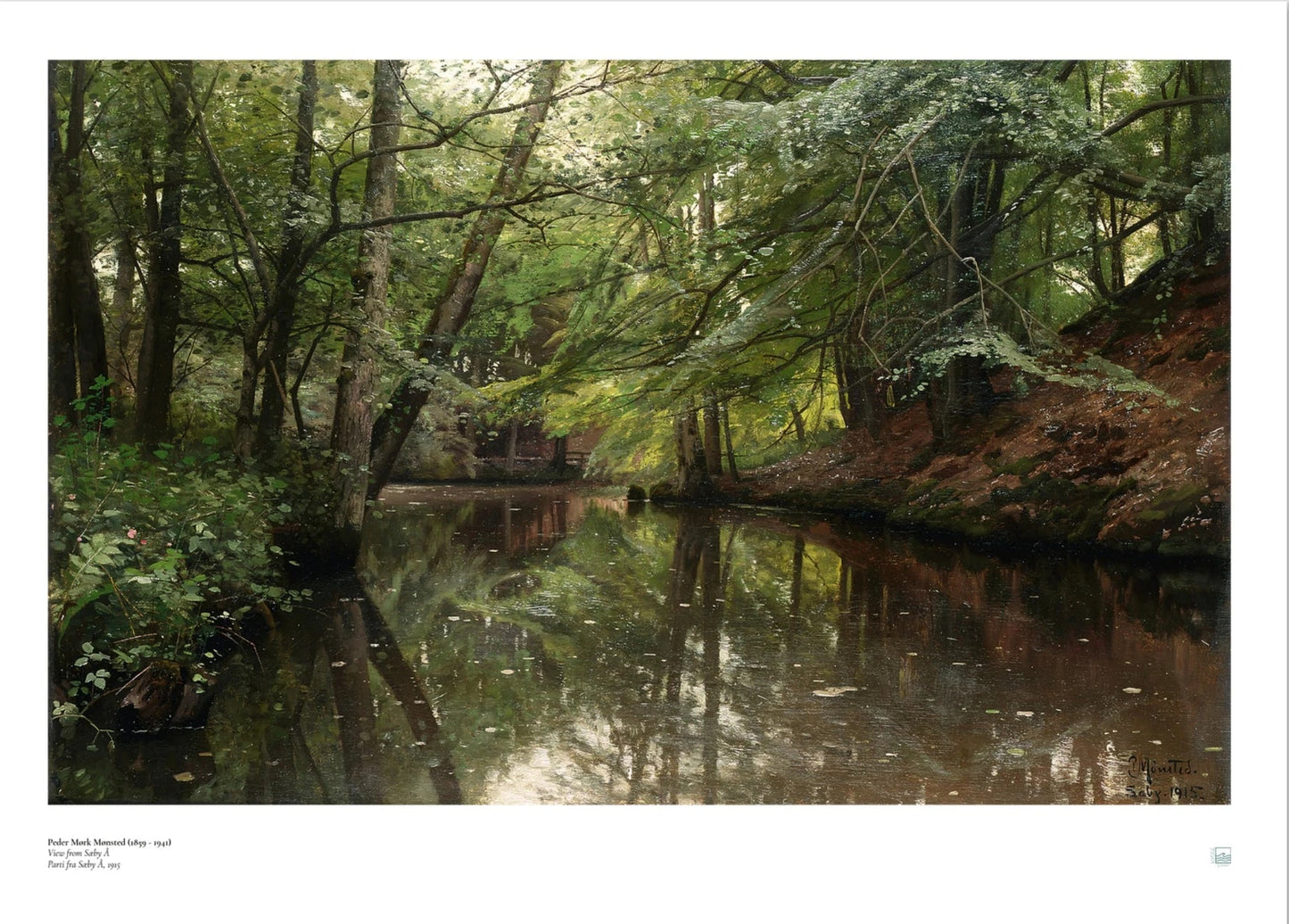 Peder Mørk Mønsted En forårsdag i skoven ved Sæby Å Scandinavian art poster in 70 x 50 cm