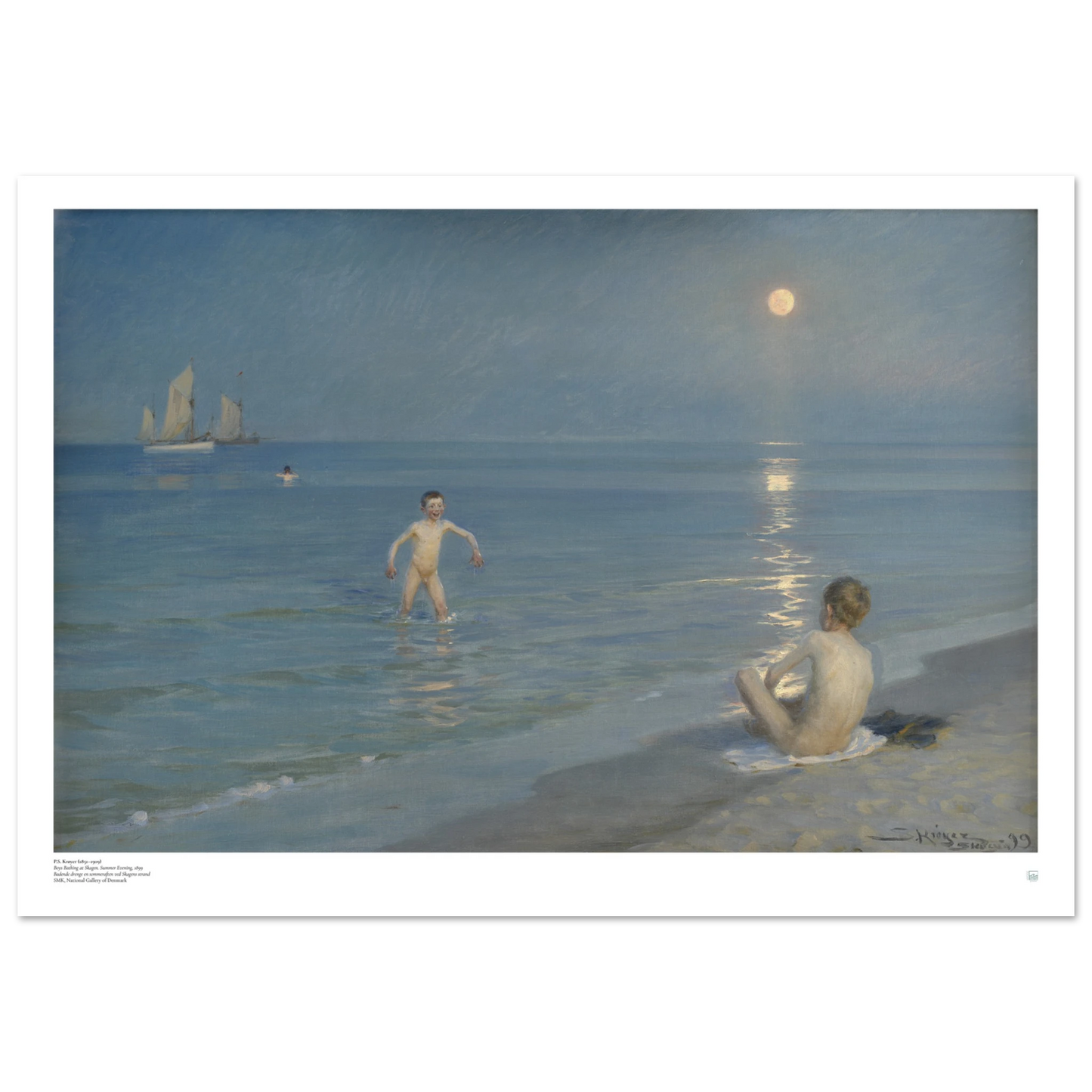 P.S. Krøyer Boys Bathing at Skagen Summer Evening Danish art print