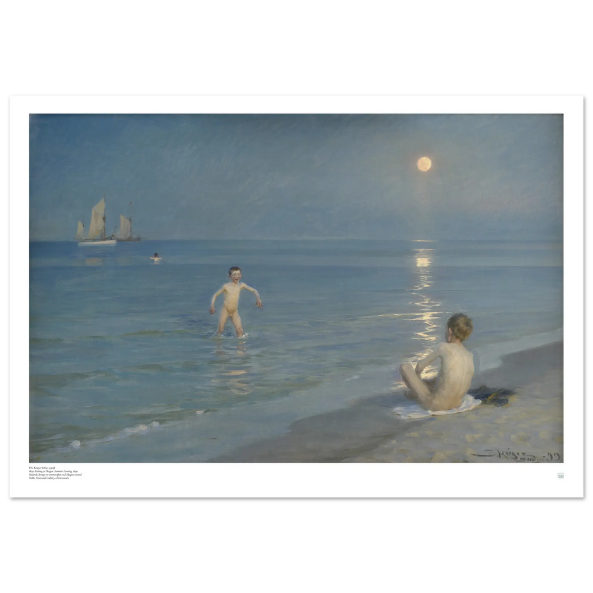 P.S. Krøyer Badende drenge ved Skagens strand kunstplakat