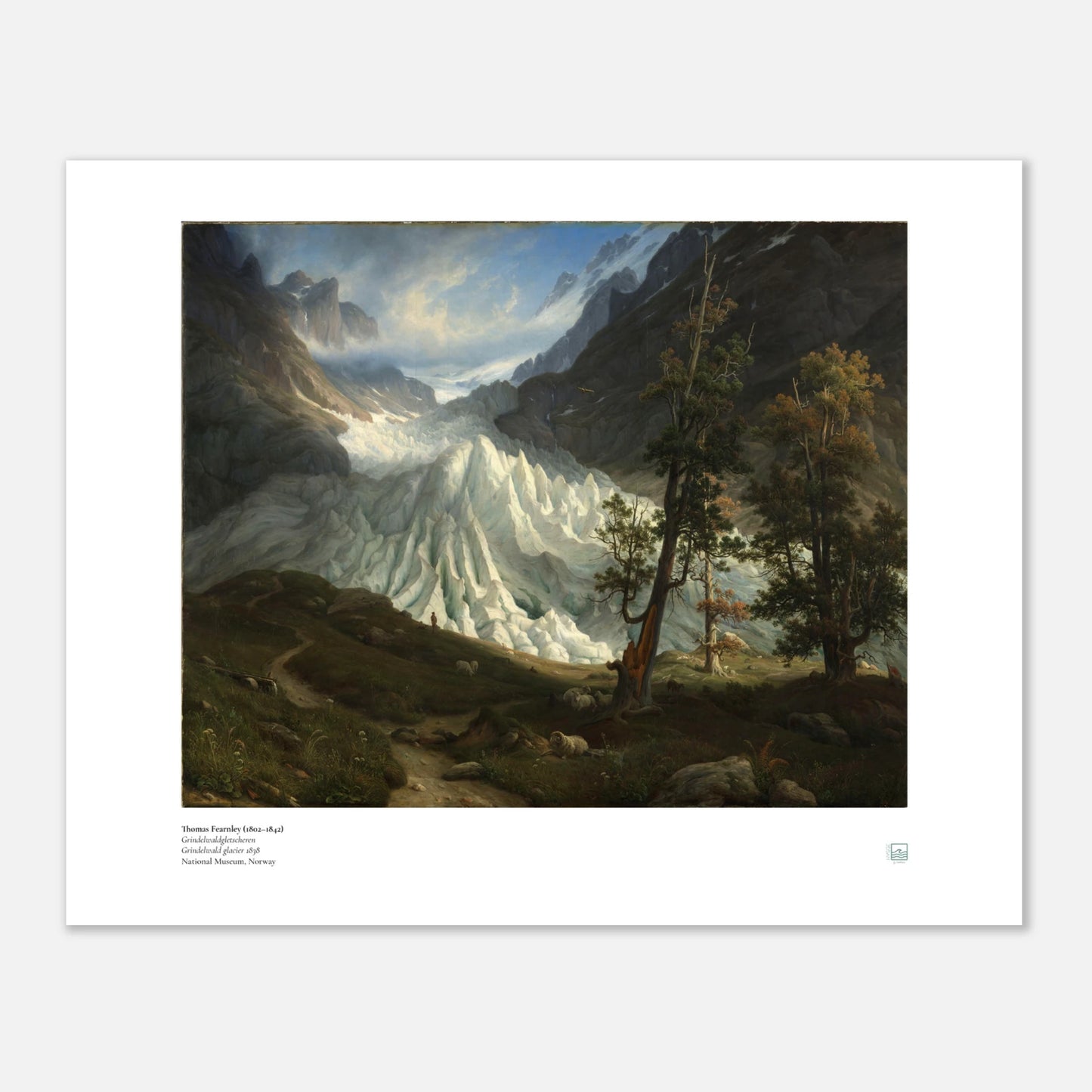 Grindelwaldgletscheren by Thomas Fearnley Norwegian mountain art print in 60 x 90 cm