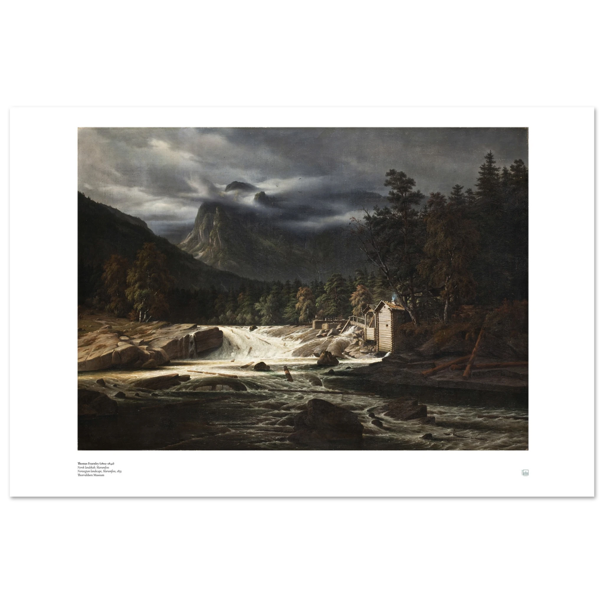 Thomas Fearnley’s Norwegian Landscape with rushing water, forest and a cloud-covered mountain