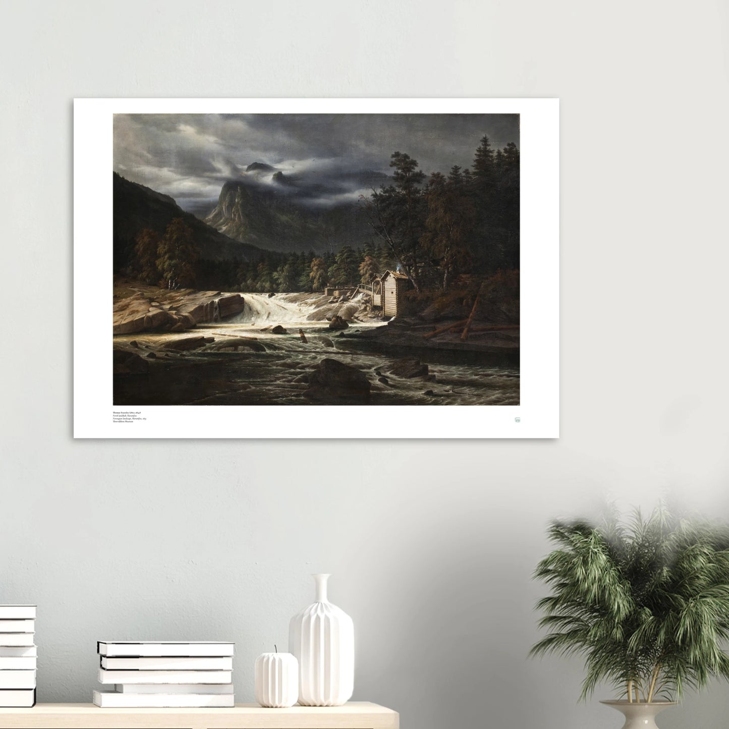 Thomas Fearnley Norwegian Landscape Norwegian art print poster shown framed on a wall in a Scandinavian interior