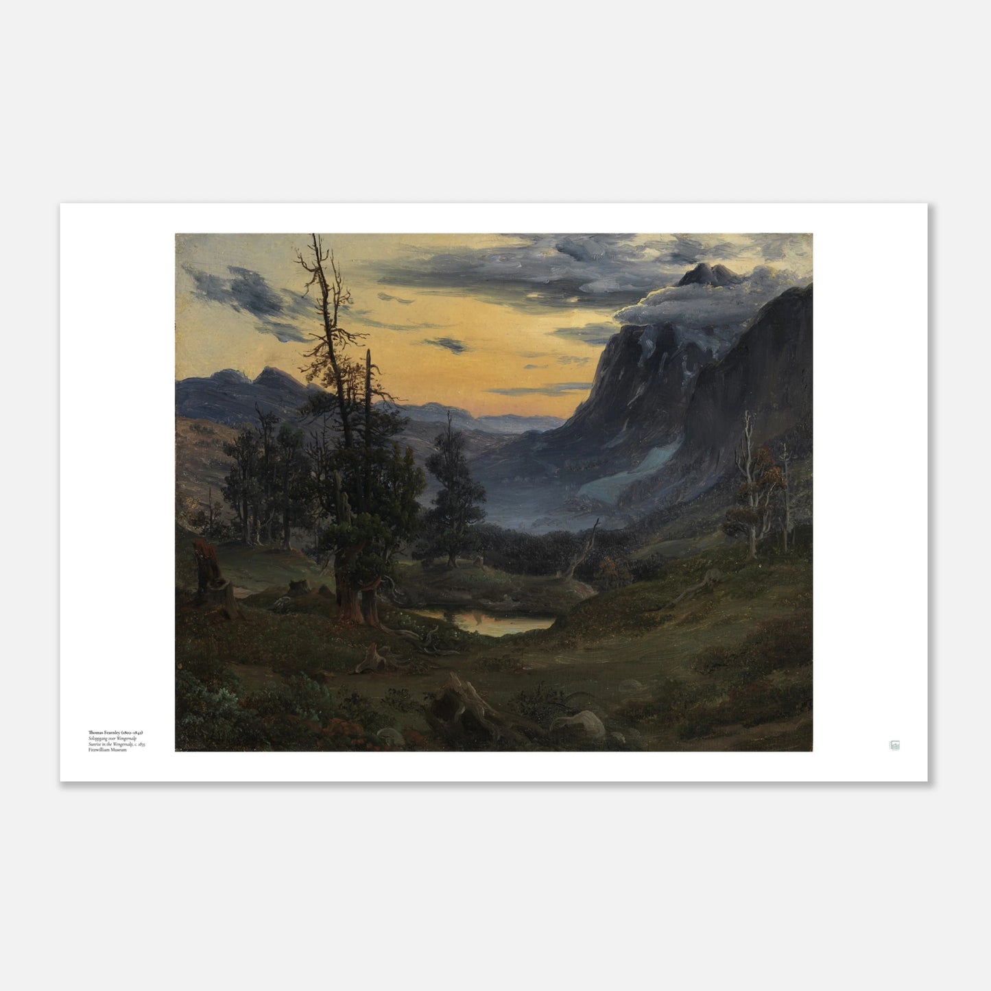 Sunrise in the Wengernalp by Thomas Fearnley mountain art print in 60 x 90 cm