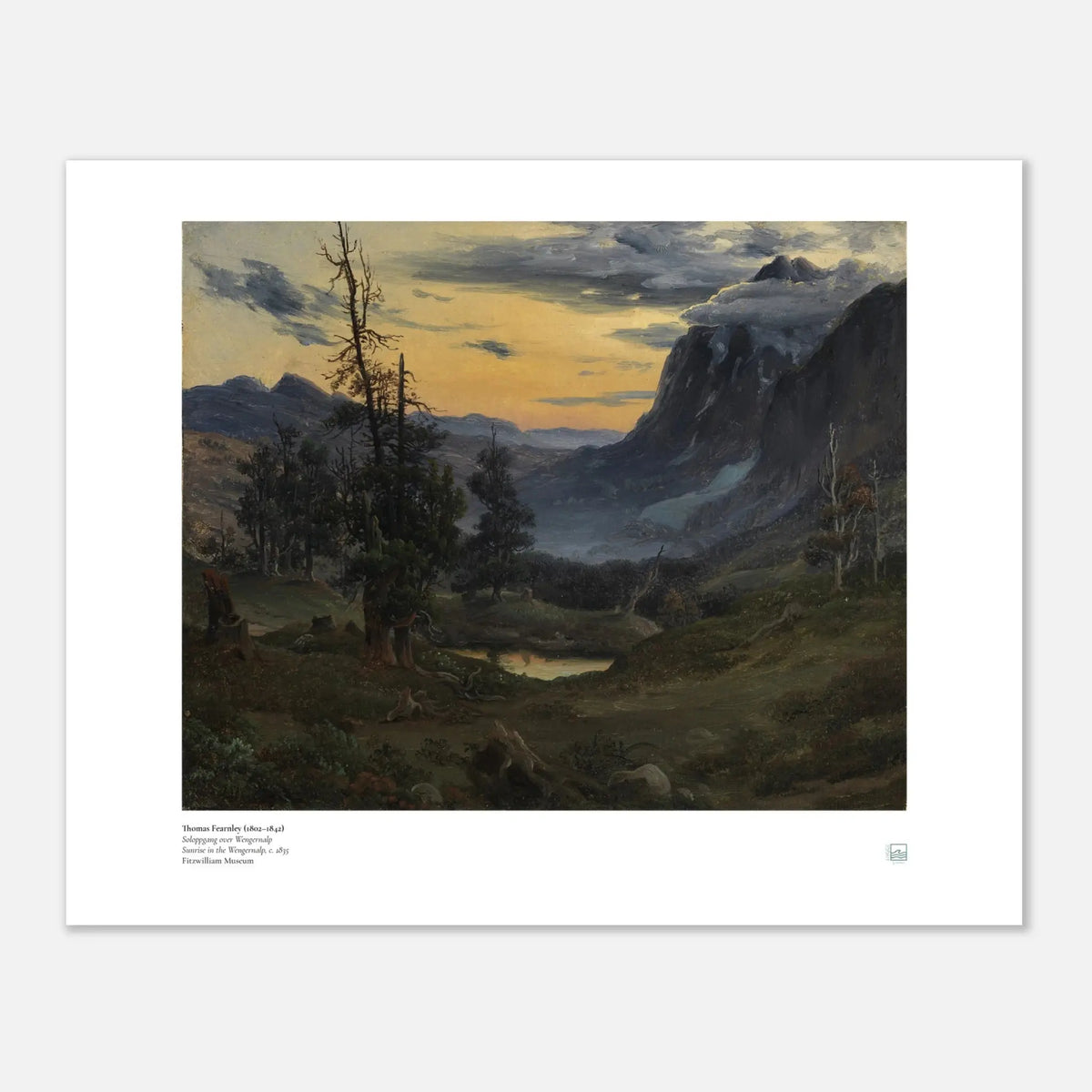 Thomas Fearnley Solopgang på Wengernalp kunstplakat i 30 × 40 cm